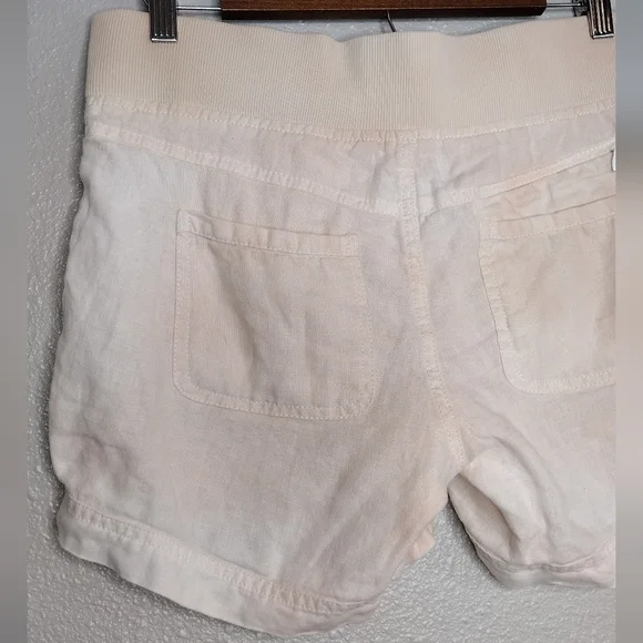Athleta Women's 100% Linen Peach White Shorts - Picture 5 of 14
